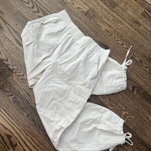Cream beige baggy pockets tied bows cargo Forever 21 pants trousers new